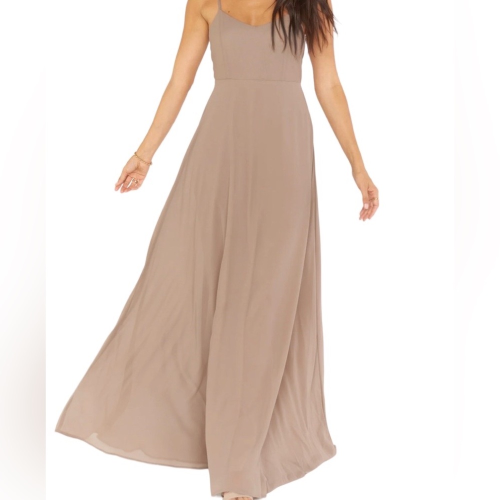Show Me Your MuMu Tan "Faith" Maxi Dress L